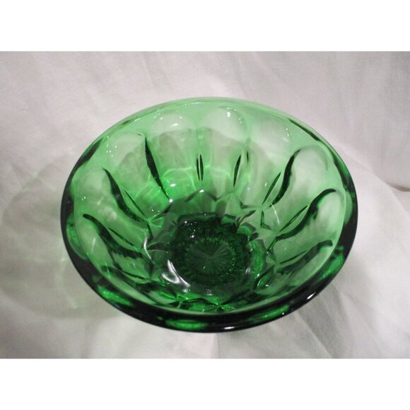 Emerald Green Depression Glass Bowl Vintage Anchor Hocking Footed midcentury - Picture 3 of 6